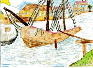 disegno di una barca del 1900