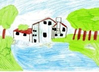 disegno di uno dei mulini ancora esistente in localit&agrave; di Robegano